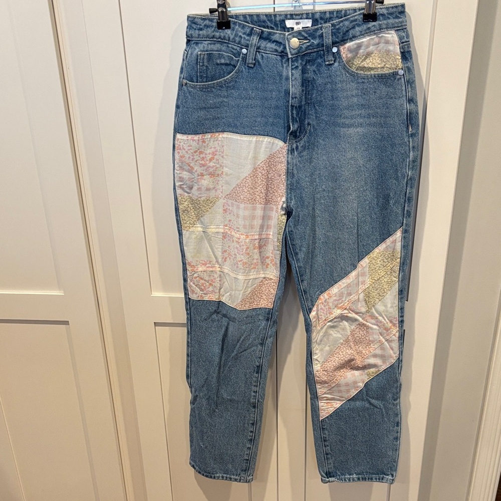 BP Blue Patchwork Boyfriend Jeans